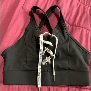 Tied cross back sports bra